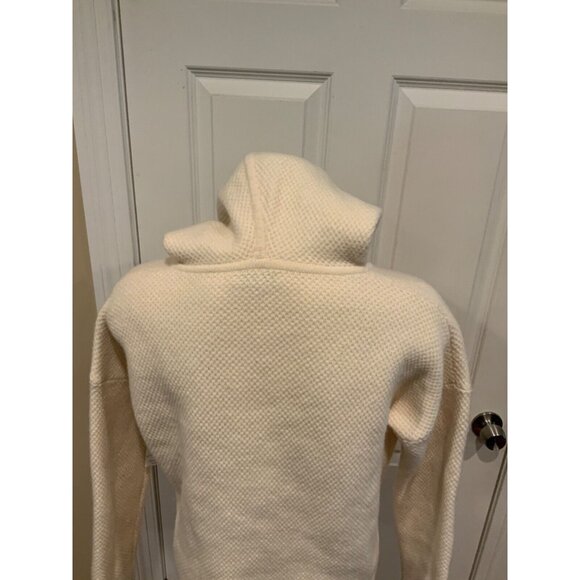 Madewell Cream Knit Hooded Sweater W/ Lace-Up Front, Size Medium - Picture 6 of 7